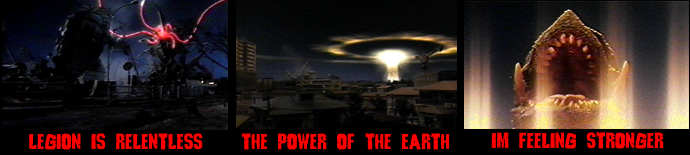Gamera gains power from the Earth and its people
